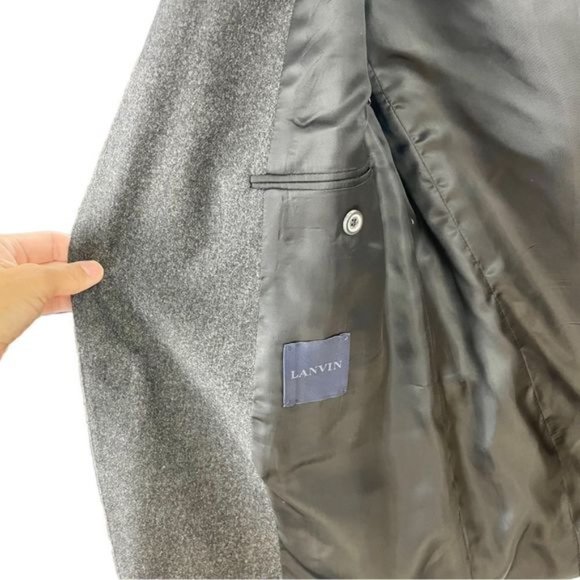 Lanvin Charcoal Grey Wool Single Breast Snap Button Blazer Size 50 - Picture 6 of 11